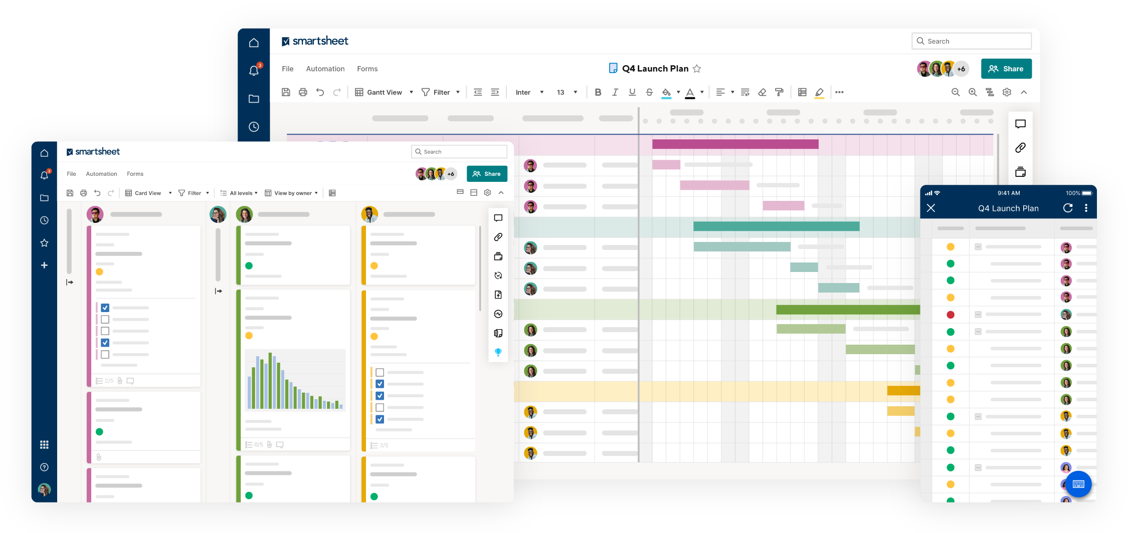 Darstellung der Oberfläche von smartsheet